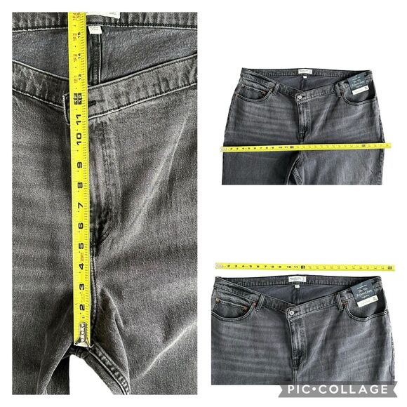 Abercrombie & Fitch Black Grey Curve Love High Rise 90s Relaxed Jeans 36/22R NEW - Picture 9 of 13